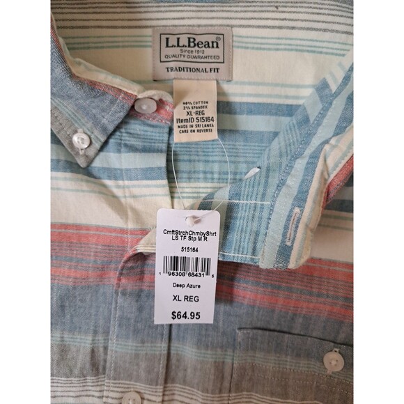 L.L. Bean Traditional Fit Mens Button Up Shirt Deep Azure Size XL Reg NWT - Picture 4 of 6